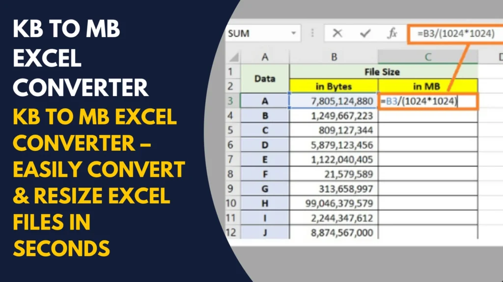 KB to MB Excel Converter
